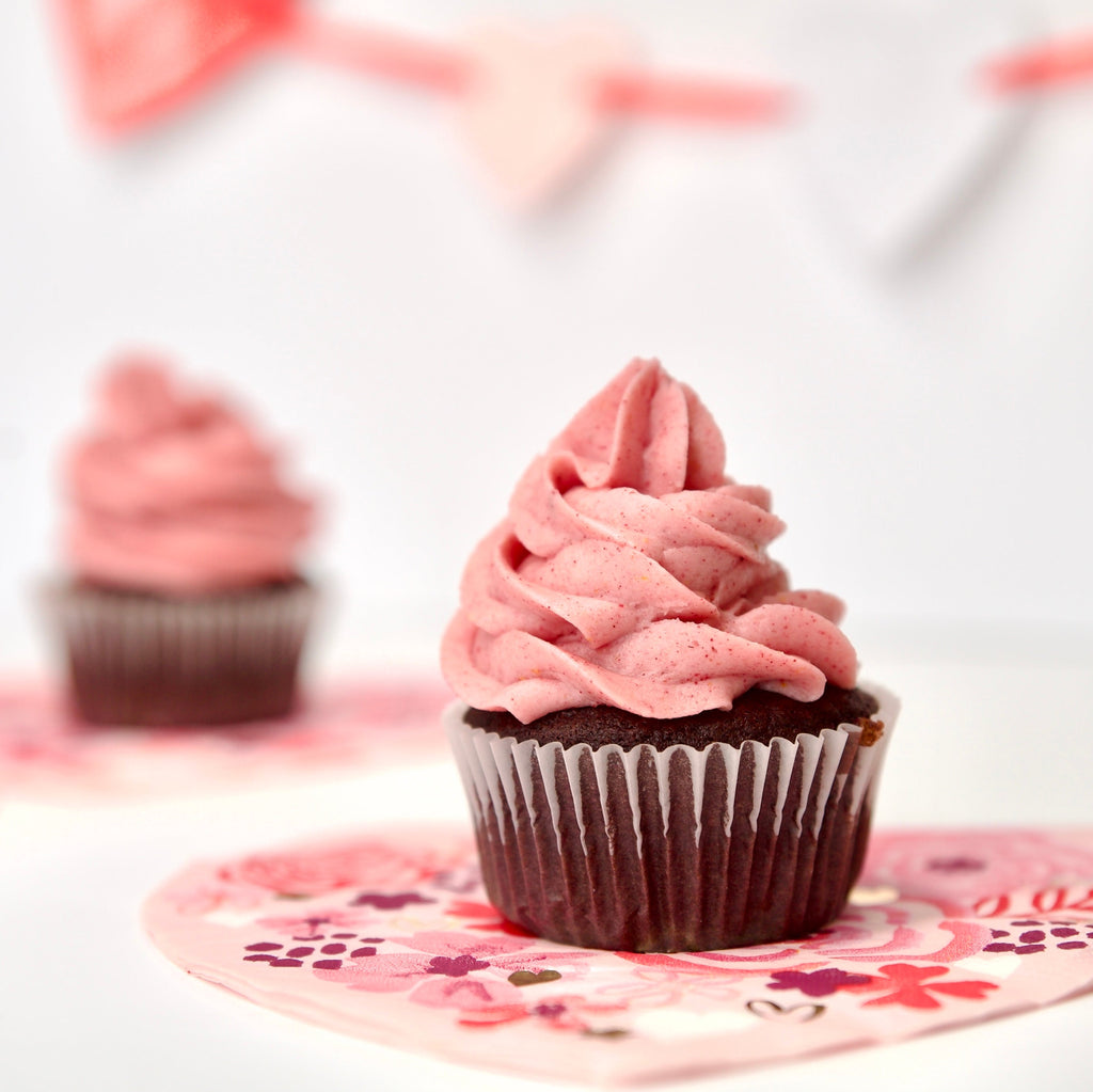 Chocolate Cupcakes With Dye-Free Berry Icing